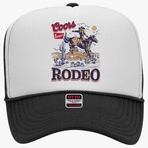 The Banquet Rodeo Trucker Hat - Premium Snapback unisex, NWT OS Black/White